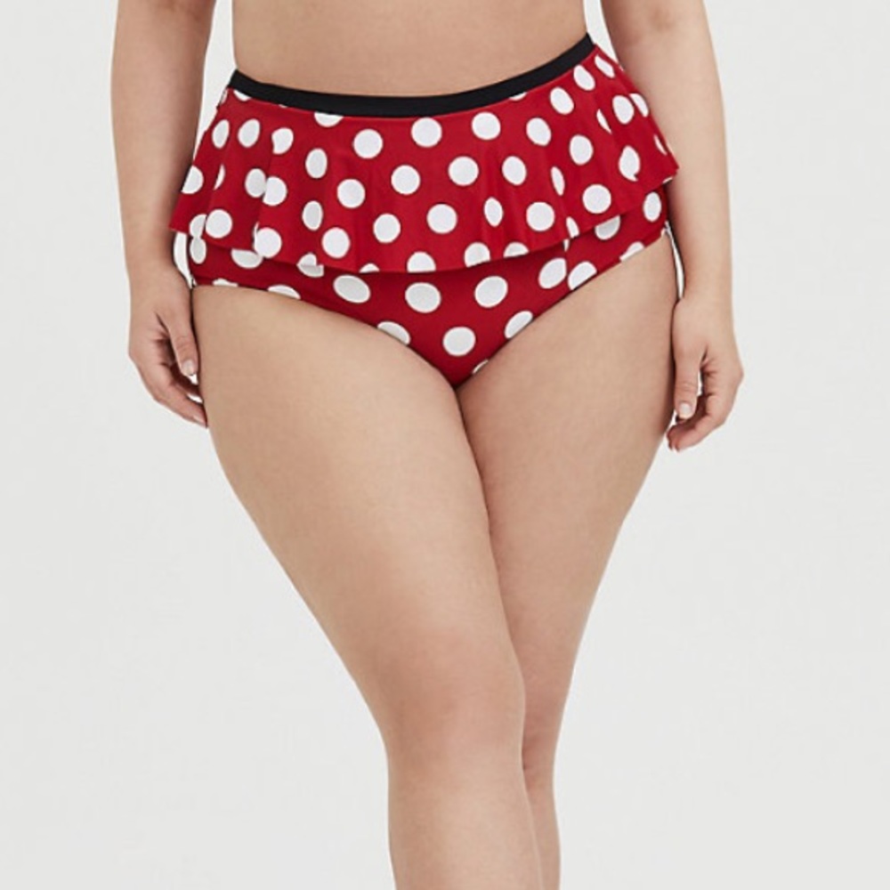 Torrid Red & White Polka Dot Ruffle Bikini Bottom